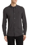 Allsaints Lovell Solid Cotton Button-up Shirt In Washed Black