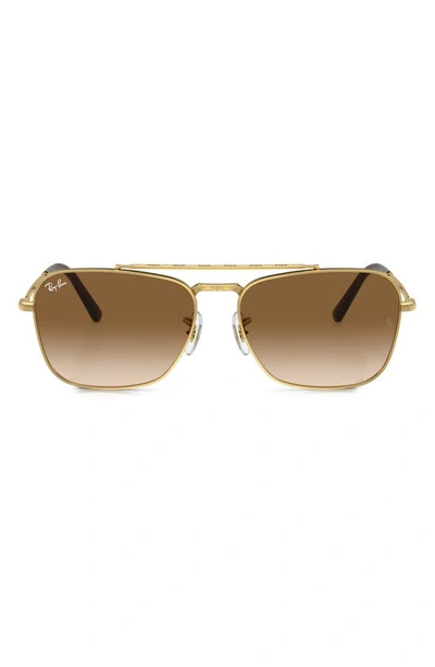 Ray Ban New Caravan 58mm Gradient Square Sunglasses In Gold Flash