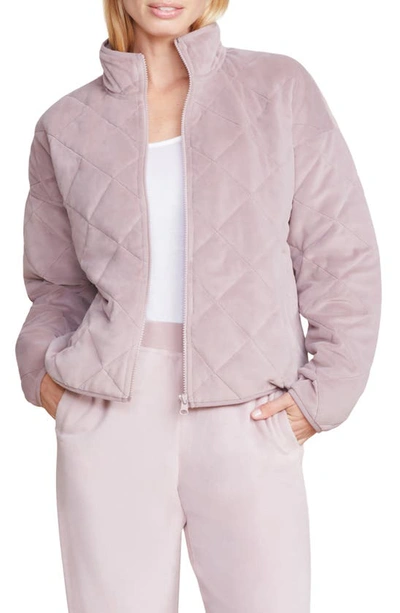 Barefoot Dreams Luxechic® Quilted Velour Jacket In Deep Taupe