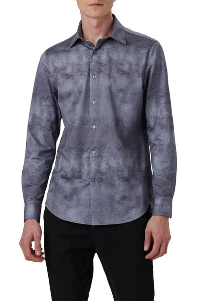 Bugatchi James Ooohcotton® Airbrush Print Button-up Shirt In Anthracite