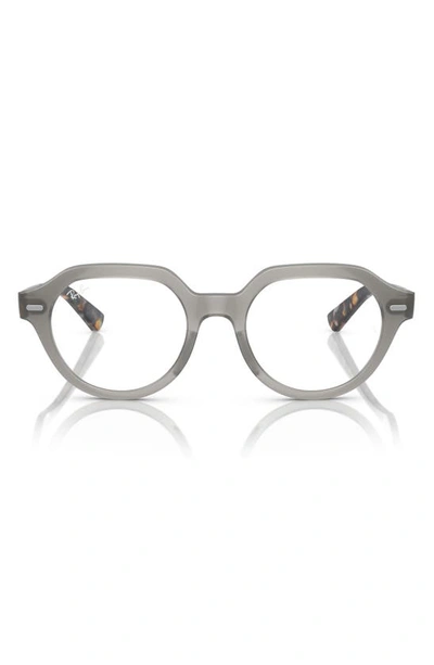 Ray Ban 49mm Gina Square Optical Glasses In Opal Grey