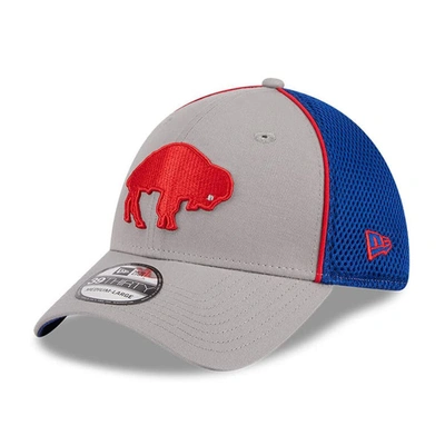 New Era Gray Buffalo Bills Throwback Pipe 39thirty Flex Hat