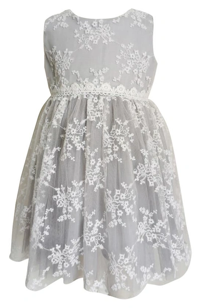 Popatu Kids' Floral Embellished Overlay Party Dress In Grey