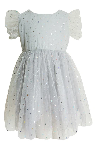 Popatu Kids' Diamond Foil Tulle Party Dress In Grey