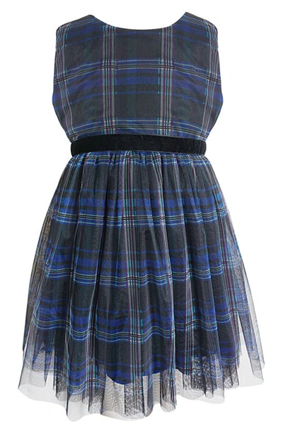 Popatu Kids' Plaid Tulle Dress In Navy