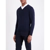 John Smedley Blenheim V-neck Wool Jumper In Midnight