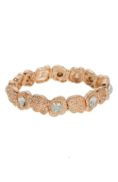 Nordstrom Rack Caviar Texture Crystal Stretch Bracelet In Clear- Gold