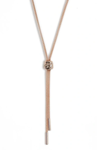 Nordstrom Rack Crystal Slider Mesh Lariat Necklace In Clear- Gold