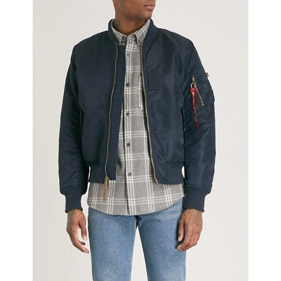 Alpha Industries Camouflage-print Reversible Shell Bomber Jacket In Blue
