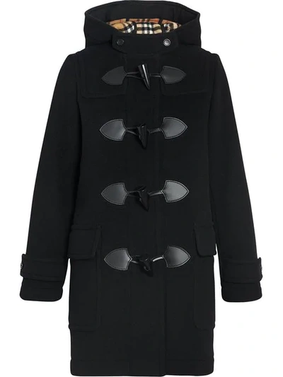 Burberry Womens Black Check Merton Wool-blend Duffle Coat