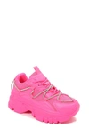 Berness Paola Metallic Sneaker In Hot Pink