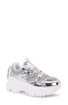 Berness Paola Metallic Sneaker In Silver