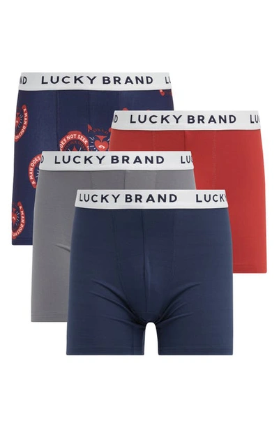 Lucky Brand 3-pack Boxer Briefs In Indigo Blue Blue
