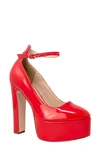 Chase & Chloe Rosaline Platform Mary Jane Pump In Red Patent