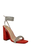 Chase & Chloe Azalea Braided Crystal Embellished Sandal In Red Pu