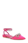 Berness Gwen Embellished Bow Flat In Hot Pink