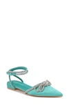 Berness Gwen Embellished Bow Flat In Teal