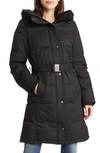 Sam Edelman Belted Longline Puffer Jacket In Black