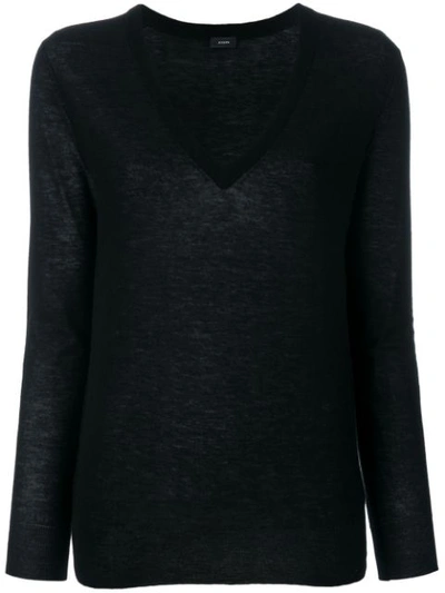Joseph Cashair Cashmere V-neck Sweater In Black