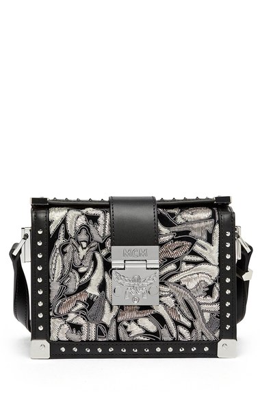 Mcm 'mini Mitte - Brocade' Embellished Leather Crossbody Bag In Black ...