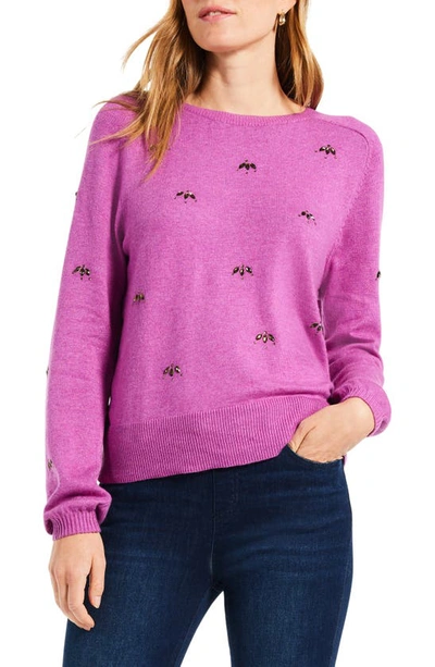 Nic + Zoe Hidden Gems Cotton Blend Sweater In Pink