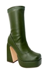 Chase & Chloe Rayla Platform Boot In Green Pu