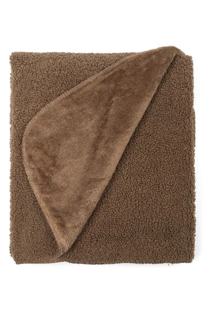 Northpoint Solid Faux Fur & Faux Shearling Throw In Coriander