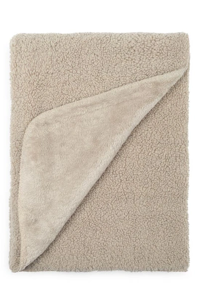 Northpoint Solid Faux Fur & Faux Shearling Throw In Oatmeal