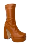 Chase & Chloe Rayla Platform Boot In Tan Pu