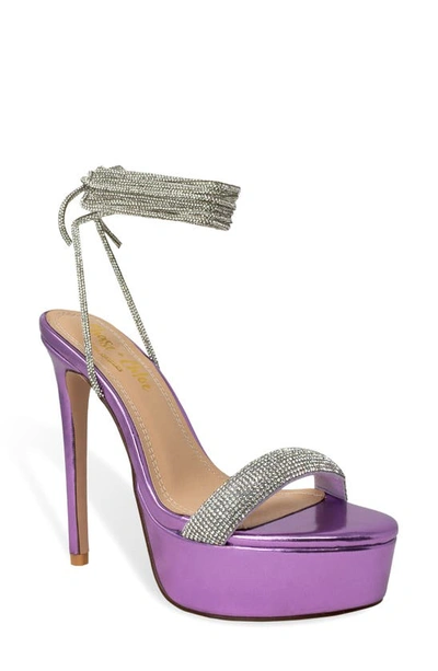 Chase & Chloe Alessia Rhinestone Platform Sandal In Purple Metallic