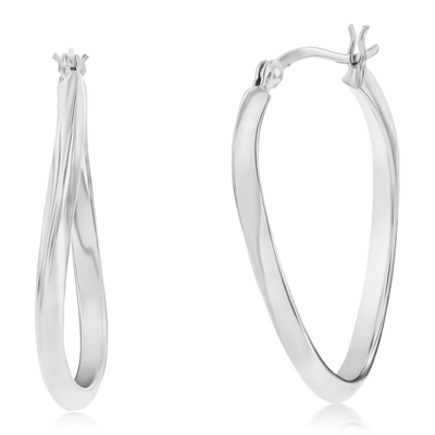 Simona Sterling Silver Or Gold Plated Over Sterling Silver 35mm Oval Twist Hoop Earrings