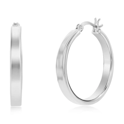 Simona Sterling Silver Or Gold Plated Over Sterling Silver 4x29mm Fancy Flat Hoop Earrings