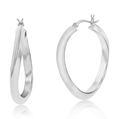 Simona Sterling Silver Or Gold Plated Over Sterling Silver 36mm Twist Hoop Earrings