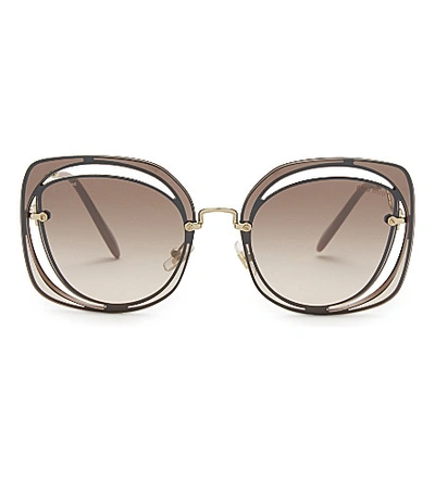 Miu Miu Mu54s Square-frame Sunglasses In Brown