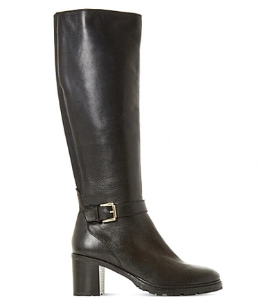 Dune Ladies Black Elegant Tyrell Leather Boots In Black-leather