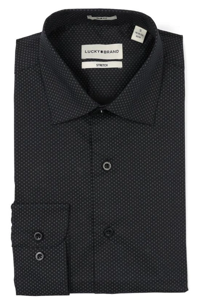 Lucky Brand Slim Fit Circle Print Stretch Button-up Shirt In Black