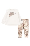 Nike Babies' Pullover Fleece Sweatshirt & Leggings Set In Pale Ivory