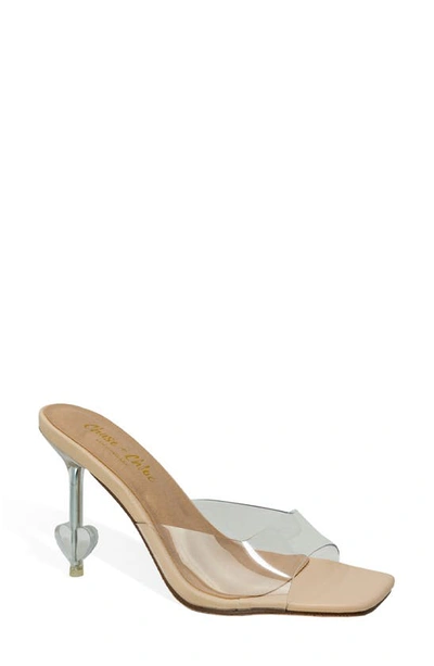 Chase & Chloe Heart Lucite Clear Heel Sandal In Nude