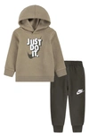 Nike Babies'  Fleece Hoodie & Joggers Set In Cargo Khaki
