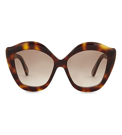 Gucci Women's Brown Havana Print Modern G0117s Cat-eye Frame Sunglasses