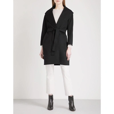 Max Mara Messi Wool Wrap Coat In Black