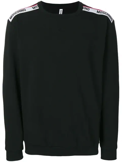 Moschino Logo-tape Cotton-jersey Sweatshirt In Black
