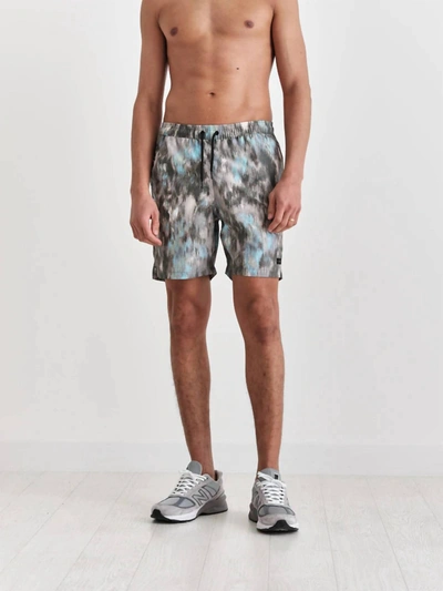 Wax London Noden Swim Short In Khaki Multi Floral Seersucker