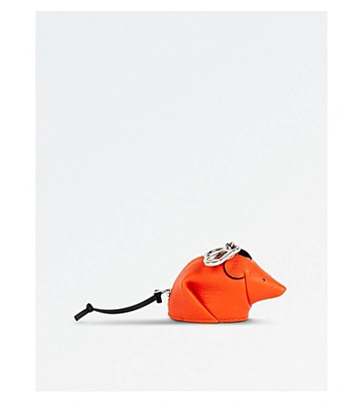 Loewe Mouse Leather Charm In Orange