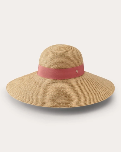 Helen Kaminski Braided Raffia Sun Hat With Grosgrain Bow In Natural Hot Pink