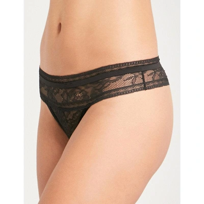 Calvin Klein Ck Black Obsess Lace Thong In 001 Black