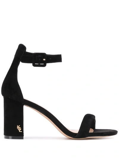 Kurt Geiger Langley Suede Heeled Sandals In Black