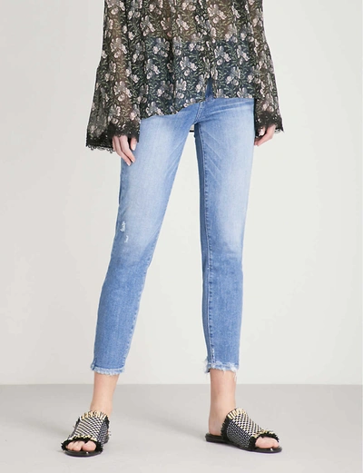 Paige Hoxton Frayed-hem Ultra-skinny High-rise Jeans In Blue