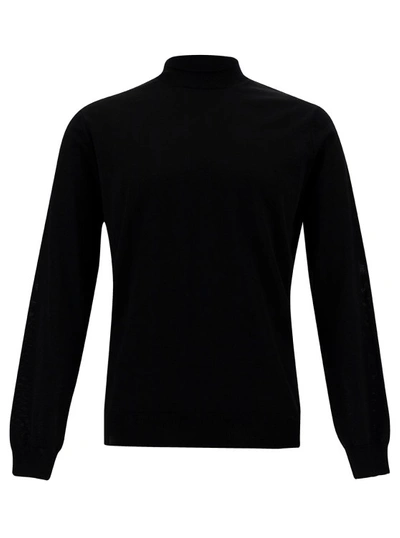 Gaudenzi Blue Turtleneck With Long Sleeves In Wool In Black