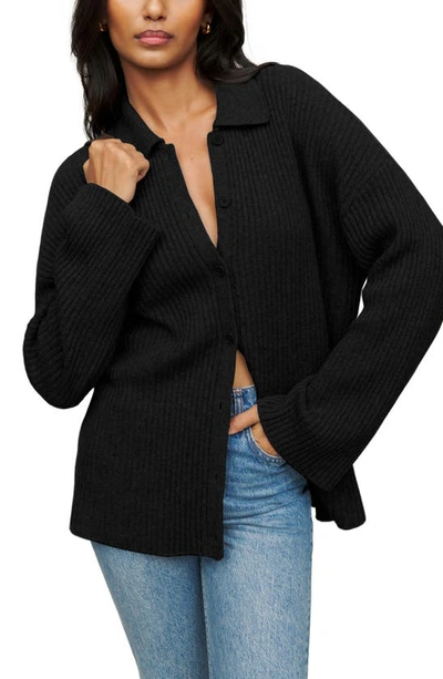 Reformation Fantino Recycled Cashmere Blend Cardigan In Black